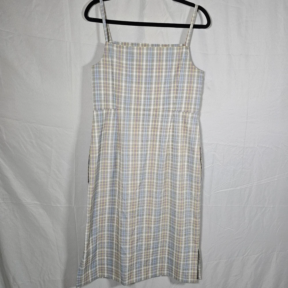 COS Checkered MIDI Dress Straight Neck Size 8 - Picture 4 of 12